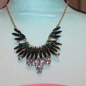 Nwt Emerald, Purple, Clear Rhinestones Necklace